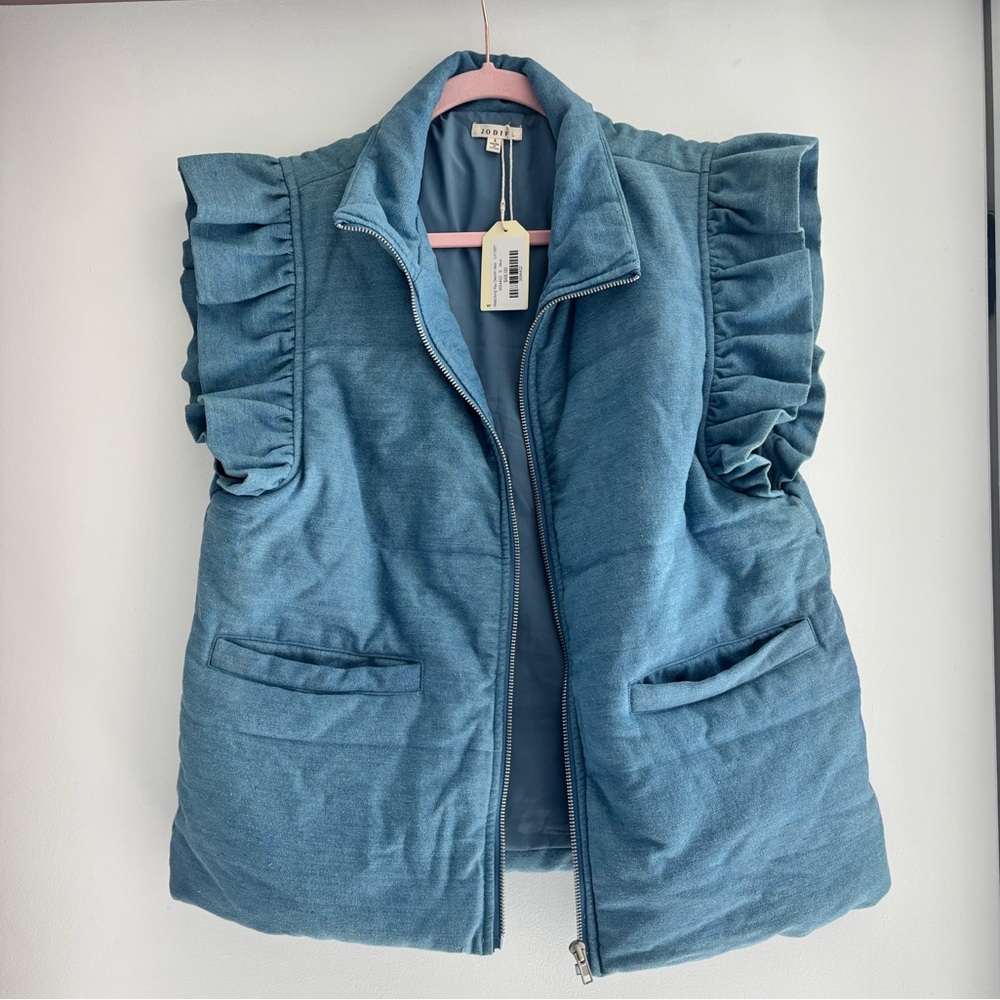 JODIFL Denim  Ruffle Sleeve Vest small